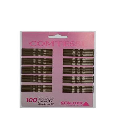 Efalock Professional Comtesse hair clips wavy brown 5 cm 1 pack (1x 100 pieces) 100 pieces (1 pack) Brown