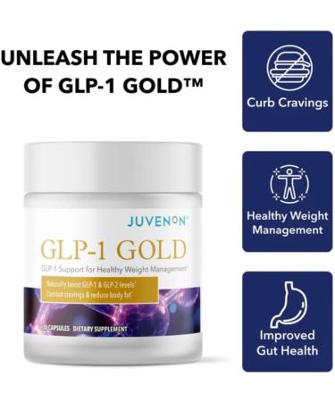 Juvenon GLP-1 Gold Metabolic Support Supplement with CQR-300 & Eriomin Helps Maintain Healthy Weight Energy & Nutrient Metabolism 30 Capsules - Buy Online on GoSupps.com