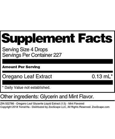 Oregano Leaf Glycerite Liquid Extract (1:5) - Mint Flavored (1 oz ZIN: 522786) - 3 Pack - Buy Online on GoSupps.com