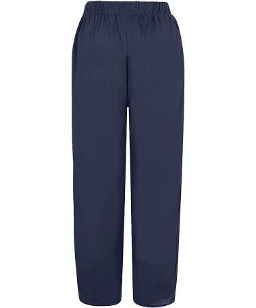 Elastic High Waisted Linen Pants for Women - Dark Blue, Small - Buy Online on GoSupps.com
