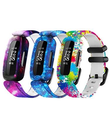 3 Pack Floral Ace 3 Bands Compatible with Fitbit Ace 3 Straps for Kids Girls Boys- Colorful Skin-Friendly Waterproof Ace 3 Bands for Girls Watch Band Wrist Strap Bracelet Accessories For Kid Children 3 Pcs-Pattern A