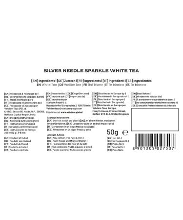 Vahdam Silver Needle White Tea - 100% Natural Loose Leaves (50g 25 Cups) | Caffeine-Free Premium Sparkle White Tea - Buy Online on GoSupps.com