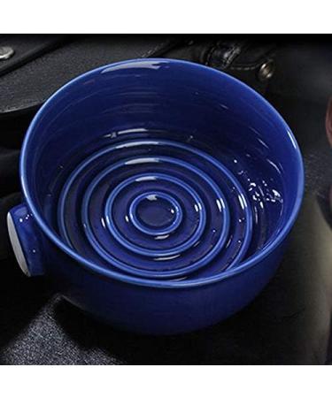 Uinfhyknd Ceramic Men's Shaving Mug Bowl - Dark Blue Threaded Bottom Wide Opening for Brush & Soap - Buy Online on GoSupps.com
