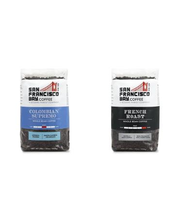 San Francisco Bay Coffee Colombia Supremo Whole Bean 908g & Coffee French Roast Whole Bean 908g