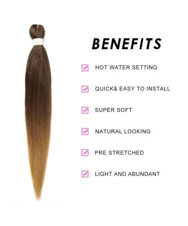 26 Inch Ombre Pre Stretched Braiding Hair Extension 8 Packs - Professional Synthetic Fiber for Twist Braids - Hot Water Setting - Ideal for Black Women (1B/30/27) - Buy Online on GoSupps.com