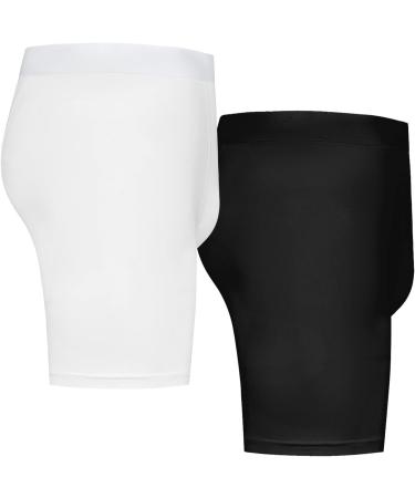 Gladiator Sports Compression Shorts for Men - Black & White | M Size - Best Performance & Comfort - Buy Online on GoSupps.com