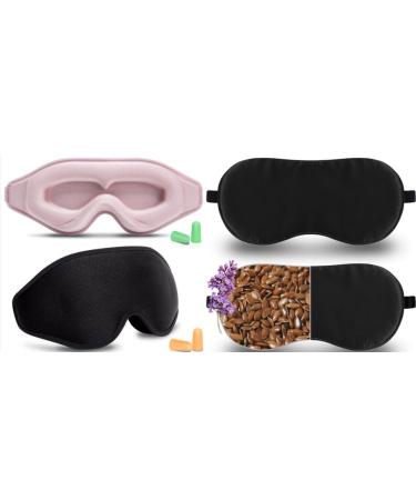 2 Pack 3D Eye Mask & 2 Pack Warm Eye Compress Black Black