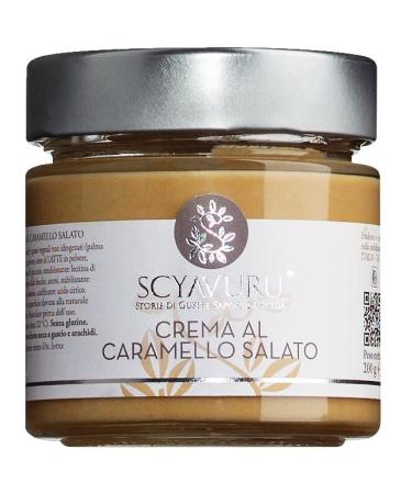 Scyavuru - Crema al Caramello Salato - Sweet caramel spread with a fine salty tint 200 g glass tastes on toast with jam or pancakes