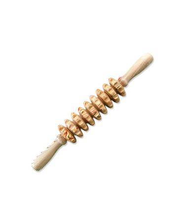 Returned 9-wheel wooden belly Multifunctional fitness roller stick muscle relaxing tool body anti cellulite waist massage back extensor 1PC