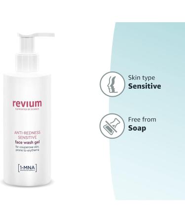 Revium Rosacea Anti-Redness Cleanser Sensitive Face Wash Gel or Coupreose Skin Prone to Erythema with 1-MNA Molecule Chlorella Vulgaris Green Algae Extract Acerola Friut Soap Product 200ml ANTI-REDNESS SENSITIVE FACE WASH GEL - Buy Online on GoSupps.com