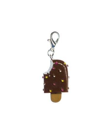 Miniblings ice cream on the stem stemeis charm zipper pull brown - handmade fashion jewelry i chain pendant silver -plated - beggar pendant beggar bracelet - trailer for bracelet