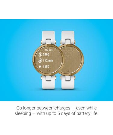Garmin Lily Small Smartwatch - Touchscreen, Patterned Lens - Light Gold/White Leather Band - Buy Online on GoSupps.com