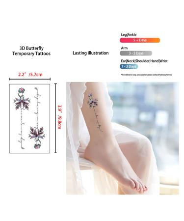 30 Sheets Muulaii Waterproof 3D Butterfly Temporary Tattoos for Women - Colorful Fake Tattoo Stickers for Body Art on Bracelets, Back, Wrist, and Arm Bands - Buy Online on GoSupps.com
