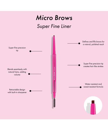 ModelCo Micro Brows Brown Pencil - Long-Wearing Water-Resistant Formula - Ultra-Fine Precision for Defined, Filled Brows - Universal Shade - 0.035 Oz - Buy Online on GoSupps.com