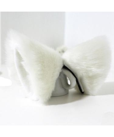Chunlin Orecchiette Party's Cat Fox Long Fur Ears Anime Neko Costume Hair Clip Cosplay (White Hair clip)