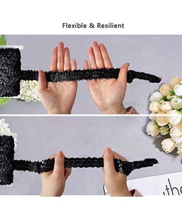 Levylisa Black Sequin Trim Glitter Stretch Paillette Lace Applique - 10 Yards - Buy Online on GoSupps.com