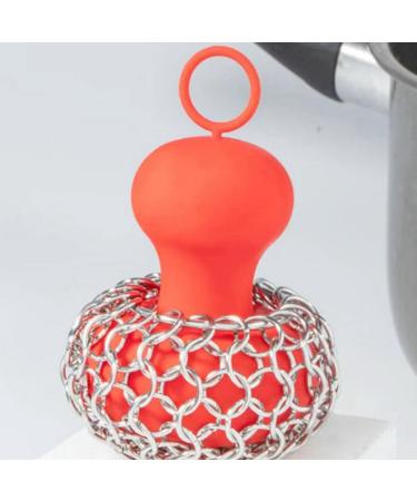 Facesunny Cast Iron Chainmail Scrubber Cast Iron Skillet Cleaner for Fry Pan Cleaner Cast Iron Skillet Cleaner Chain Red - Buy Online on GoSupps.com
