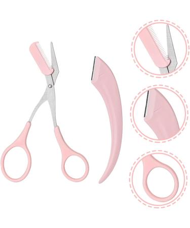 NOLITOY Crescent Moon Eyebrow Trimmer Set 3 Stainless Steel Face Razors for Women & Men | Eyebrow Shaping Tool Kit in Pink - Perfect for Precise Eyebrow Grooming - Buy Online on GoSupps.com
