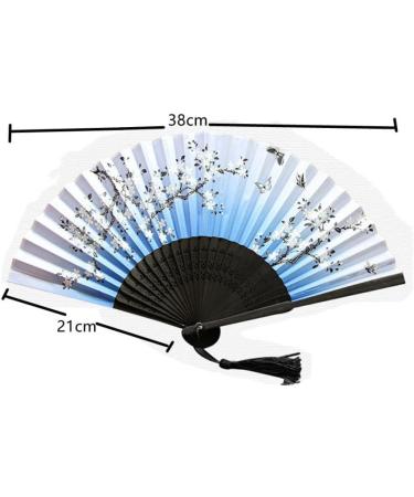 Hand Fans for Women Foldable 2Pcs Folding Hand Held Fans Elegant Flower Bird Butterfly Silk Fans with Grey Tassel Exquisite Black Bone Bamboo Chinese Fan for Dancing Party Wedding - Buy Online on GoSupps.com