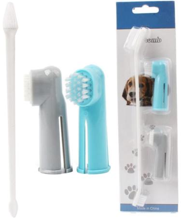 BELLIFFY 2 Set 3pcs Toothbrush for Dog Double Head Pet Toothbrush Cat Toothbrush Finger Toothpaste Toothbrush - Buy Online on GoSupps.com