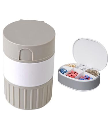 YLWX Pill Cutter Portable Small Pill Box Portable Small Mini Sealed Medicine Drug Packing Pill Crusher Gray+white