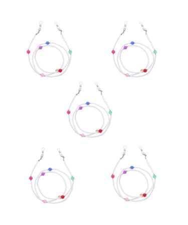 SBTRKT 5 piece of alloying eye chain rust-free waterproof beautiful design non-slip fall-proof suitable for sunglasses sunglasses old flower mirrors white