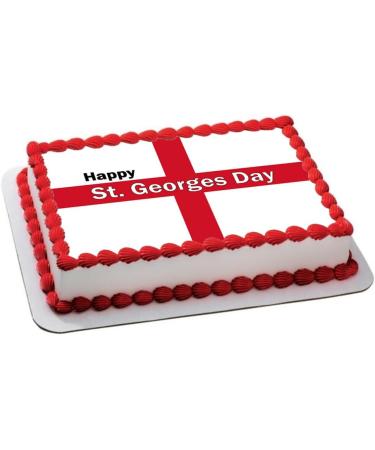 ENGLAND ST GEORGES DAY ENGLISH FLAG A4 PREMIUM Edible RICE WAFER Cake Topper D2 - Buy Online on GoSupps.com