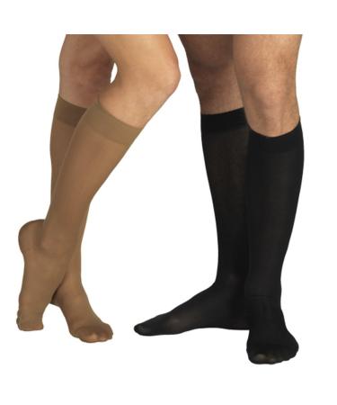 Tonus elast 23-32 mmHg ad compression knee socks with closed toe medical class II KKL 2 compression stockings with an footlock for women and men (m (158-170 cm) black) m (158-170 cm) black