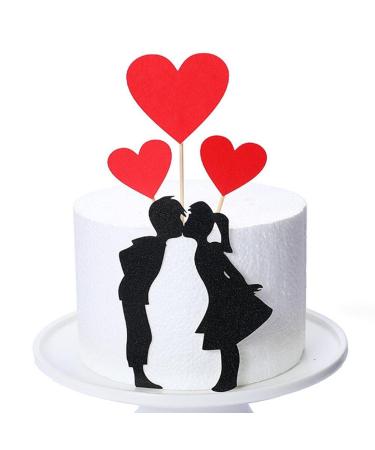 Cartoon Lover Couple Cake Toppers Valentines Day Wedding Party Decorations Cupcake Decors Hearts Engagement Gifts Decor Style3