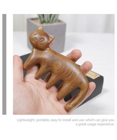 Didiseaon Cat-Shaped Wooden Massage Comb | Sandalwood Wide Tooth Scalp Comb for Men Women & Maternity - Buy Online on GoSupps.com