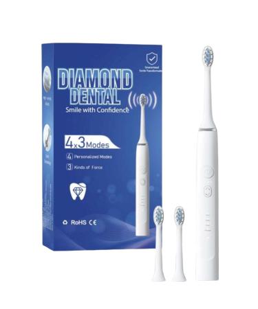 Ultra-Sonic Toothbrush - 2X Brushheads - 4X Modes - Normal Gentle Whitening Massage - Built-in-Timer - FDA Registered