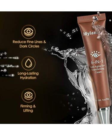 Mylansea Anti Aging Eye Cream with Retinol, Niacinamide & Hyaluronic Acid - 1 Oz | Reduces Wrinkles, Puffiness & Dark Circles - Buy Online on GoSupps.com