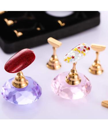 ANKROYU Nail Art Display Stand 2 Color Magnetic Nail Art Display Stand Nail Tip Practice Train Stand Crystal Base Crystal Base Display Tool for Nail Salon DIY and Nail Practice(Pink) - Buy Online on GoSupps.com