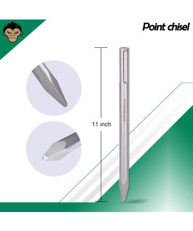 Monkey King Bar 12INCH SDS Max Bits Set - 3 pcs Rotary Hammer Drill Chisel Bits for Drilling - Point, Scaling, Flat Chisels - 11 INCH - Buy Online on GoSupps.com