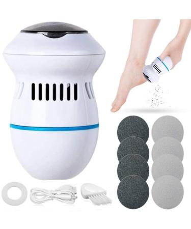 ICALODY Electric Foot Grinder Vacuum Callus Remover Foot Pedicure Tool Rechargeable Foot File Cracked Skin Cleaning Tool White Green