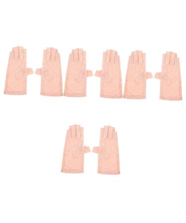 minkissy 4 Pairs Sun Protection Half Finger Gloves Skin Protective Gloves Gloves Riding Gloves Nail Gloves Prevention Gloves Salon Hand Guard Nylon Manicure Miss Pink