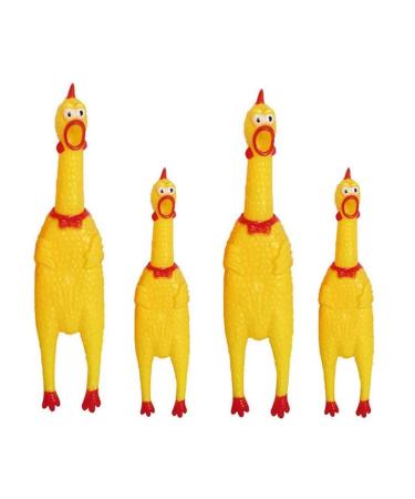 Proleo 4 pieces rubber screaming chicken toys yellow rubber squeak chicken toys novelty and permanent rubber chicken decompression tool gadgets