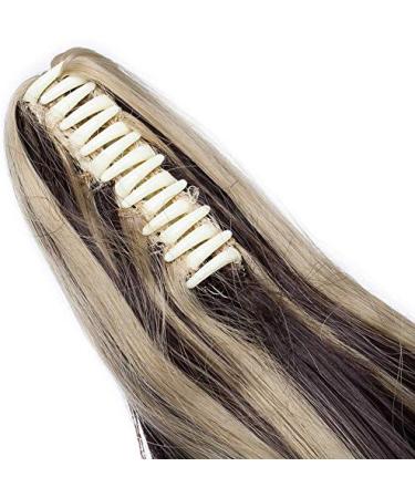 SEGO Ponytail Extension - Realistic Wavy Hair Piece | Dark Brown & Ashblond | 24-Inch (61cm) - 150g Voluminous Hair Extension - Buy Online on GoSupps.com