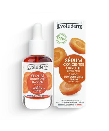EVOLUDERM - S rum Concentr Bonne Mine Carotte - 99% d'Ingr dients d'Origine Naturelle - V gan - Fabrication Fran aise