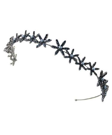 Metal Flower Headband Rhinestone Flower Hair Band Elegant Hair Hoop Hair Accessories for Women and Girls 1 Piece Dark Blue