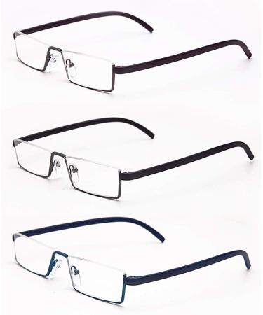 Kokobin 3-Pack Reading Glasses - Ultra-Light TR90 & Metal Frames +3.0 Diopters Stylish Half Glasses for Men & Women Includes Case - Buy Online on GoSupps.com