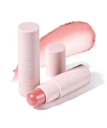LUXAZA Cream Blush Stick Makeup for Cheeks, Natural Matte Lip and Cheek Makeup Stick Wand for Mature Skin, Lightweight Dewy Finish Creme Blush for Girls and Women, Blush (Matte) #01B Peachy-Pink #B01 Peachy-Pink