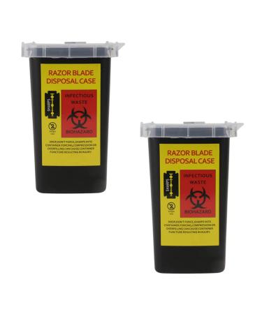 Lurrose Razor Disposal Container - 2 Pack Blades Dispenser for Home & Professional Use | Barber Shop Storage Case - Black - Buy Online on GoSupps.com