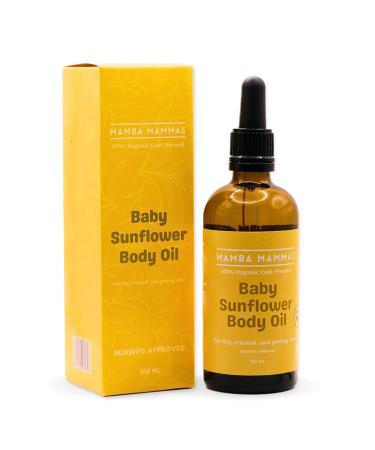 Mamba Mammas Baby Sunflower Body Oil | 100% Pure Organic & Cold-Pressed 100ml | For newborns babies | Suitable for dry peeling or cracked skin | Soothes and hydrates newborn skin