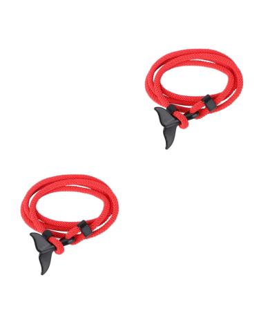 ABOOFAN 2 Pcs Whale Tail Bracelet Nautical Braided Bracelet Nautical Rope Bracelets Marine Bracelets Simple Style Bangle Summer Anklets Durable Armlet Lovers Anchor Silica Gel Decorations