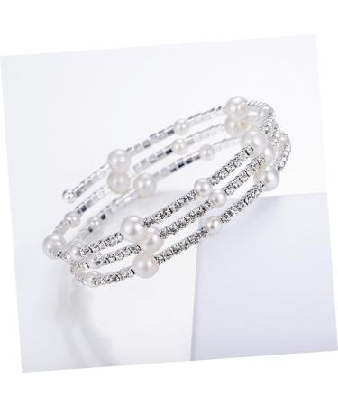 CALLARON 2pcs Stretch Bracelets for Women Rhinestone Bracelets Bangle Bracelets for Women Bracelet for Women Womens Bangles Bracelets Women Bracelets Pearl Bracelet Miss Jewelry Multi-layer mediumx3pcs Silverx3pcs - Buy Online on GoSupps.com