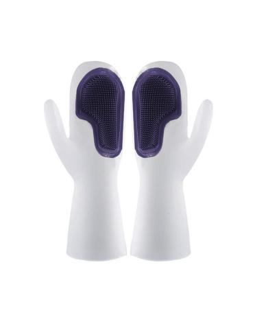 Magic Dish Washing Gloves Silicone Rubber Cleaning Brush Scrubber Kitchen Accessories (Purple)