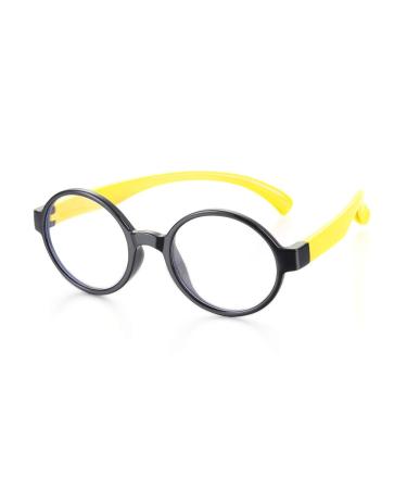 Children's glasses with silicone frames radiation resistant computer glasses for children anti-blue light glasses for video games black / yellow