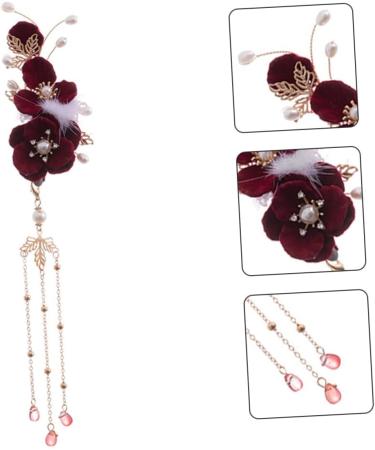 Beaupretty Plush Ball Hairpin antique ball clip jewels for women girl gems for women flower womens headpiece for women dangle tassel Hanfu Hair Accessories - Buy Online on GoSupps.com
