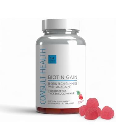 Consult Health BIOTIN GAIN Gummies with ANAGAIN - Reduce Hair Loss - Clinically Tested - 10 000 mcg Biotin Vitamin B7 to Support Healthy Hair Growth Skin and Nails for Women and Men - 60 Count - Buy Online on GoSupps.com